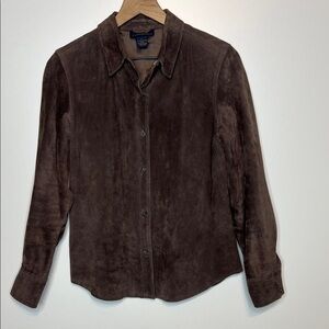 Charter Club genuine suede leather button-down shirt